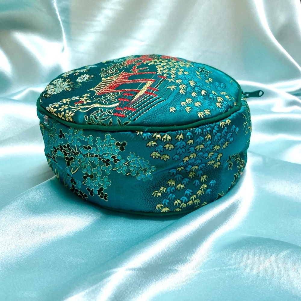 Asian Cosmetic bag~Ring Case Unusual Style  Embroidered Rare Vintage